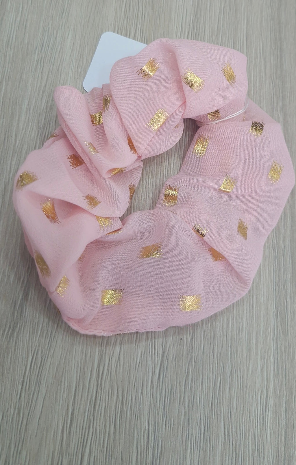 Scrunchies λάστιχακι μαλλιων ροζ/χρυσο