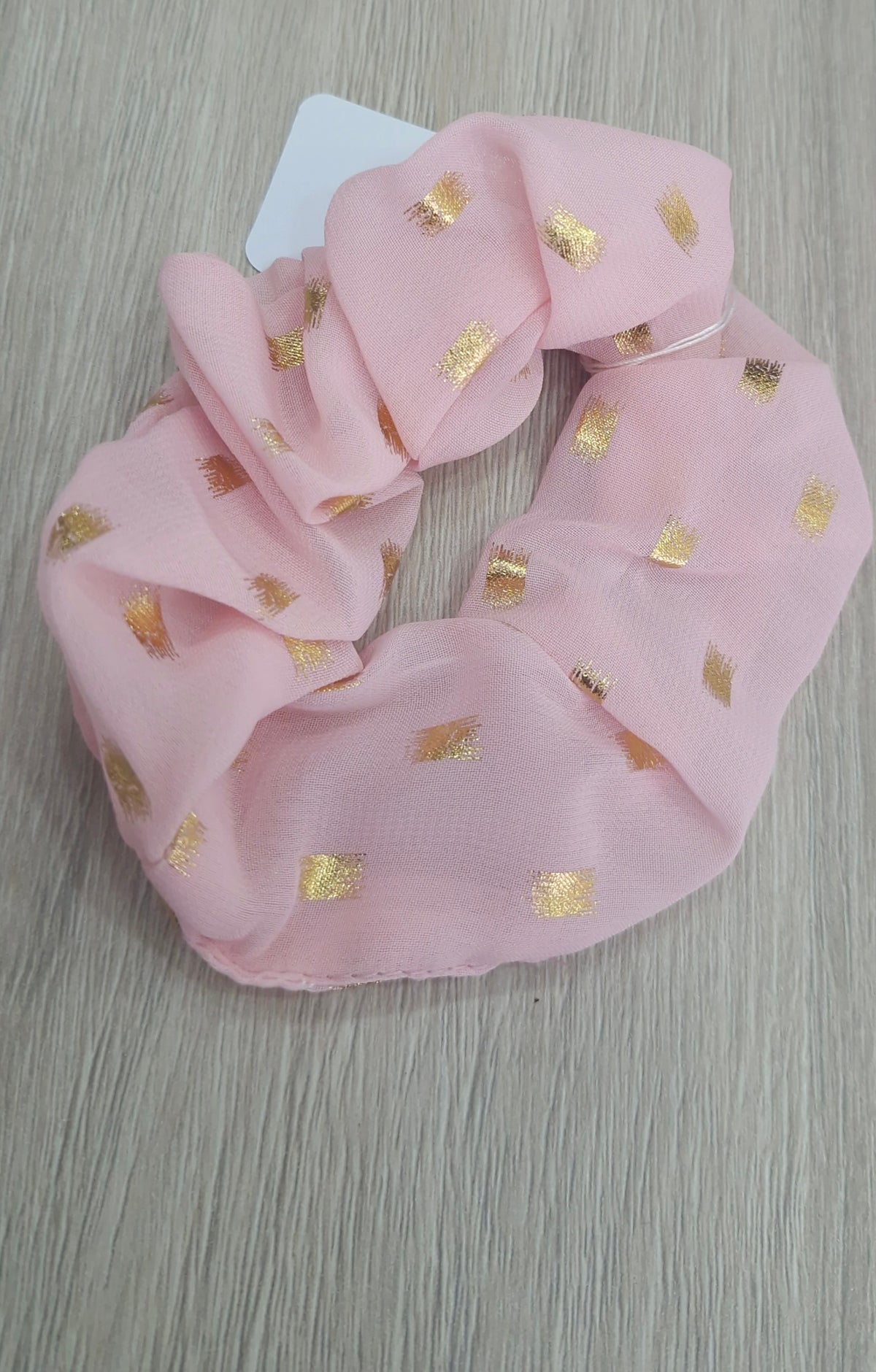 Scrunchies λάστιχακι μαλλιων ροζ/χρυσο