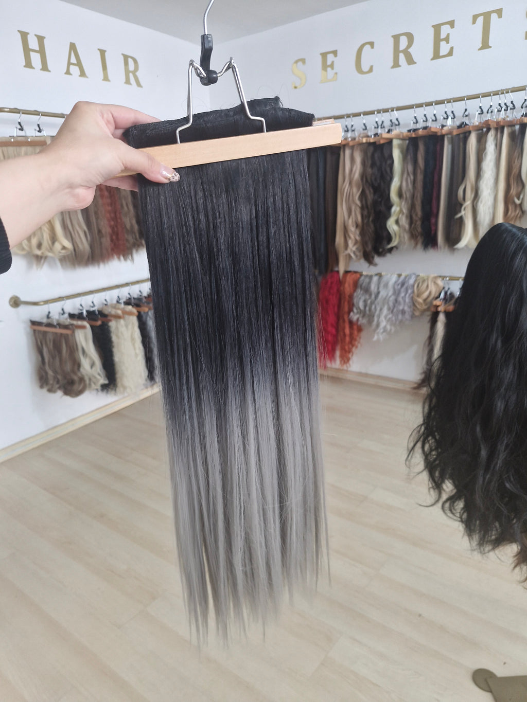 Τρεσα μαυρο/γκρι balayage ,7 κομμάτια 60-65εκ