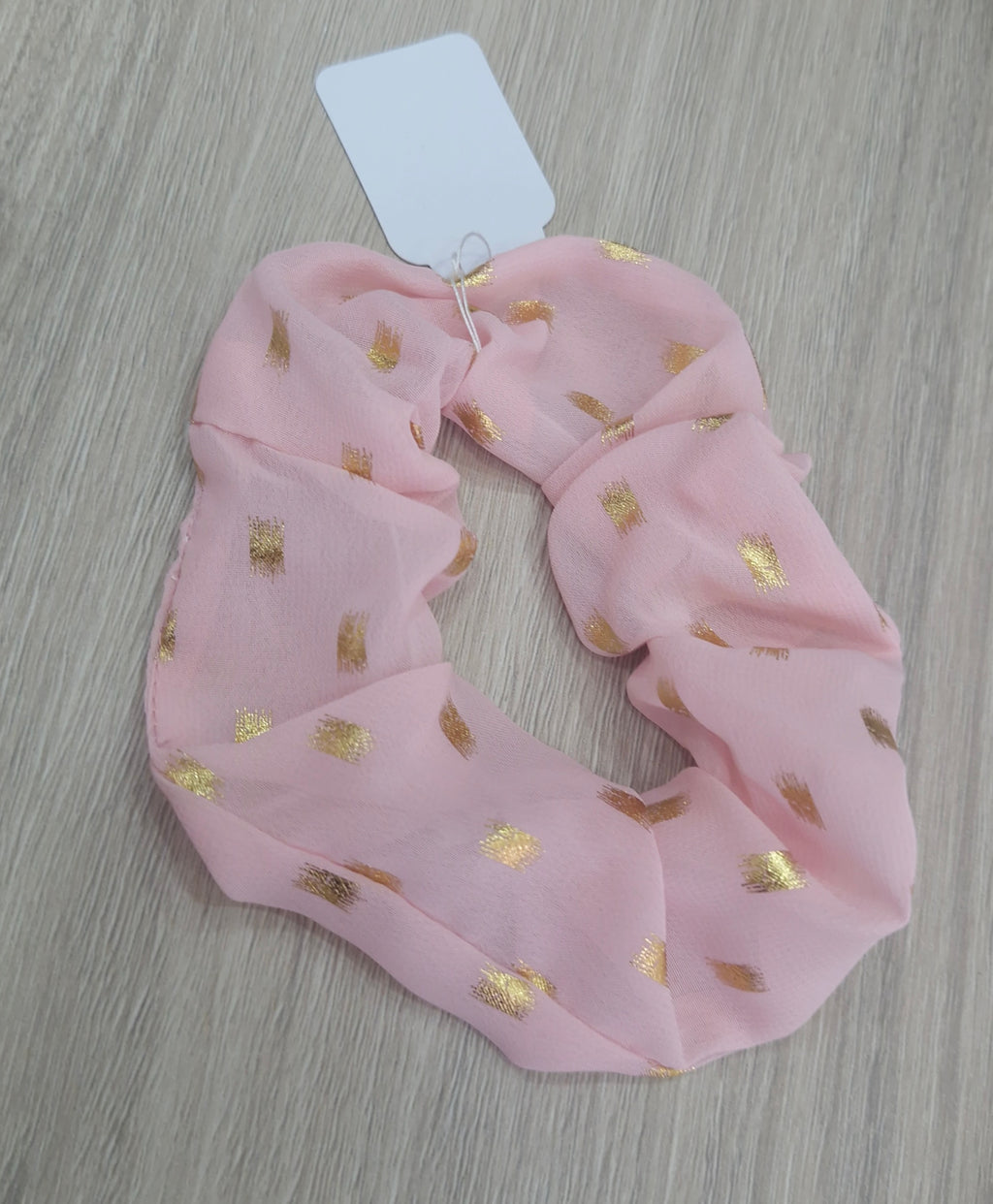 Scrunchies λάστιχακι μαλλιων ροζ/χρυσο