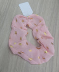 Scrunchies λάστιχακι μαλλιων ροζ/χρυσο