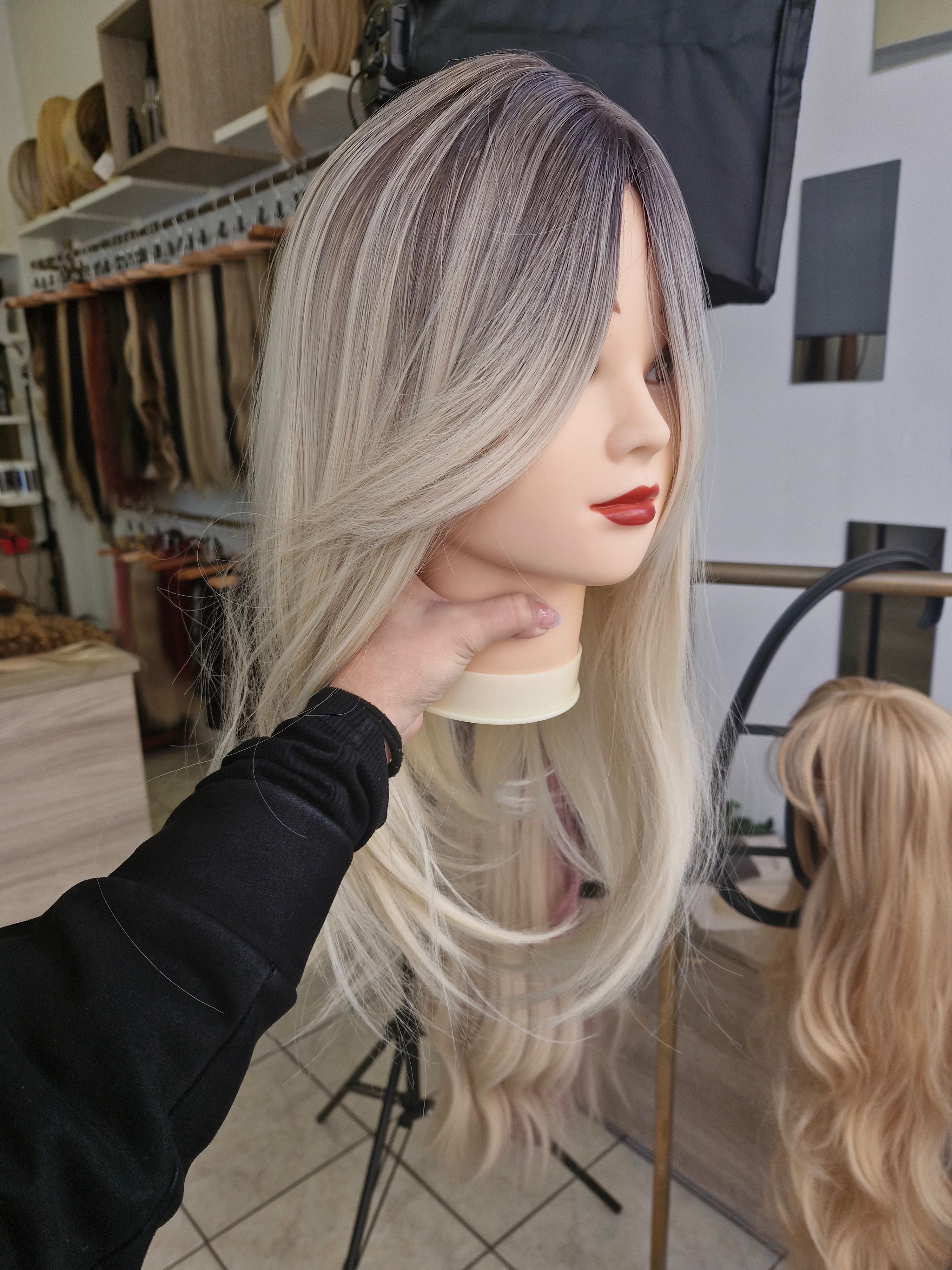 Τοπερ/τουπε κεφαλής balayage πλατινα