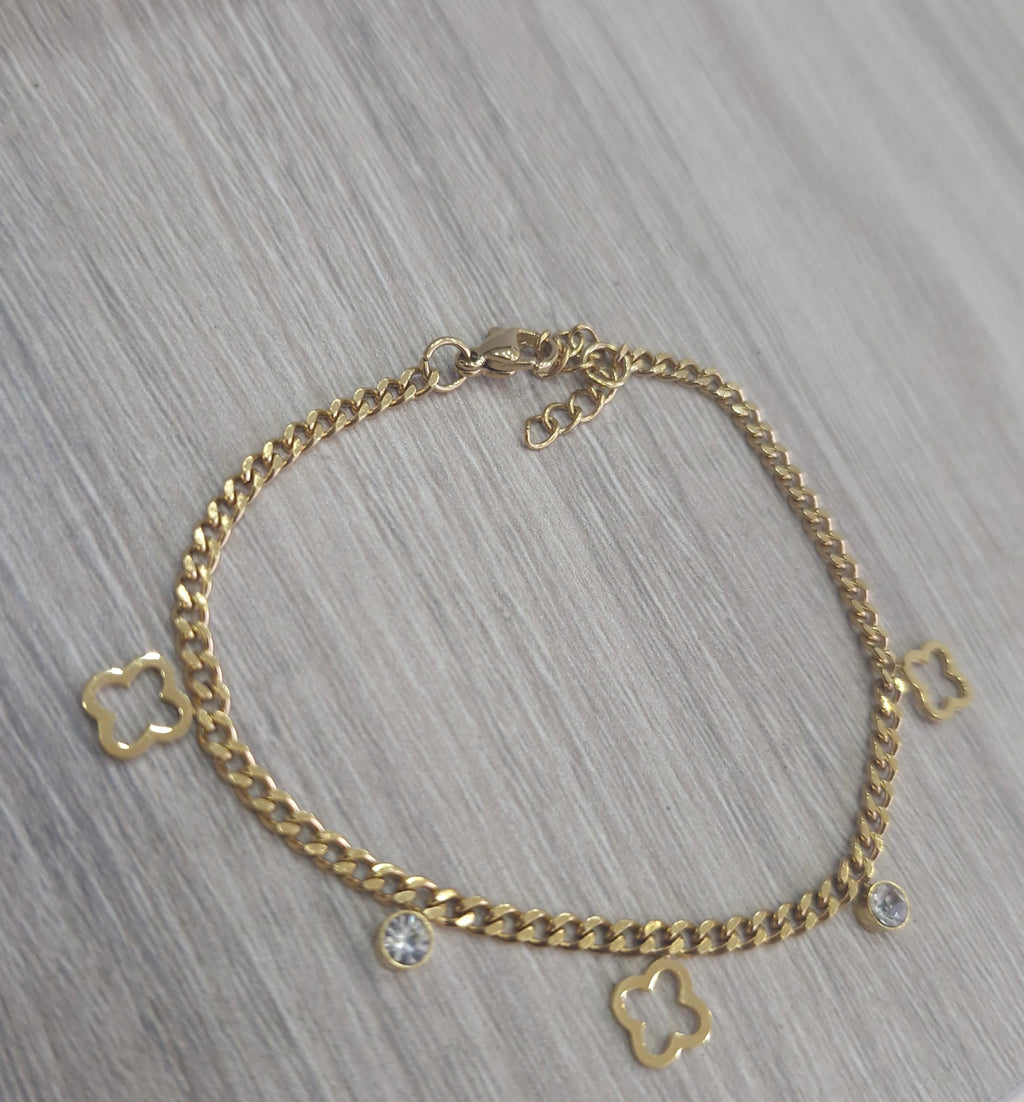 Stainless steel βραχιολι  με σταυρό & strass