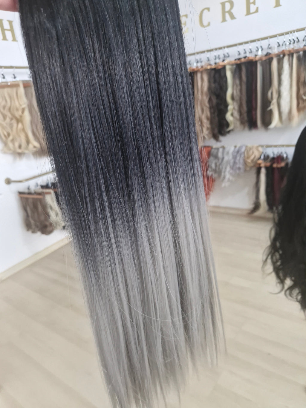 Τρεσα μαυρο/γκρι balayage ,7 κομμάτια 60-65εκ