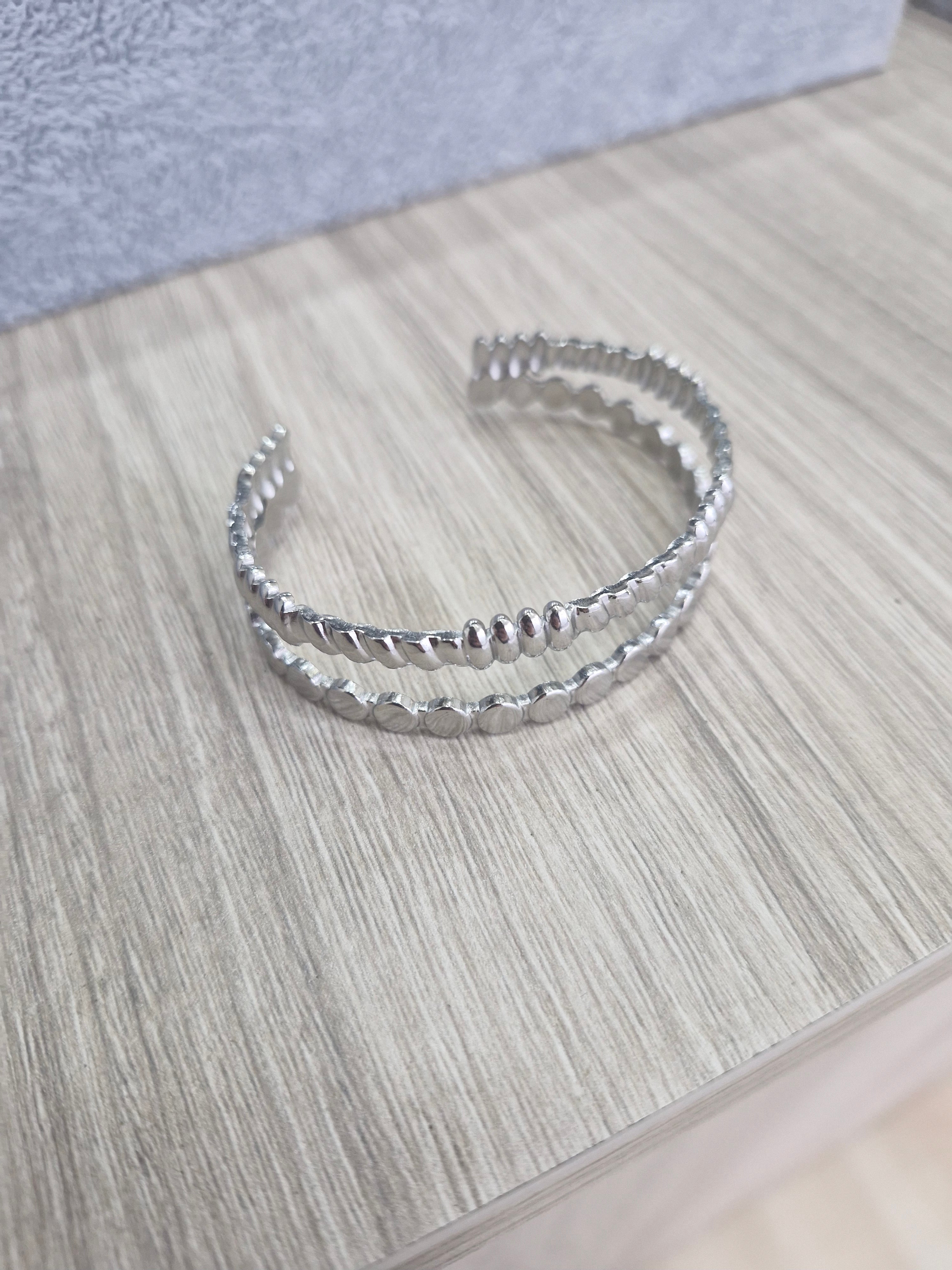 Stainless steel βραχιολι ασημι διπλο